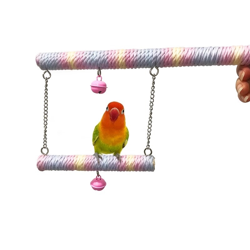 Držač za papige s dvostrukim slojem pamukastog užeta, ljuljačka, brušenje kandži, lako uhvatiti se, penjaća igračka