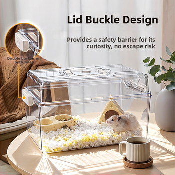 Viacúčelová klietka pre škrečka s HD priehľadnou Bear Villa zostavou — Značka: Running around; Súkromná značka autorizovaná: Áno; Dovoz: Nie