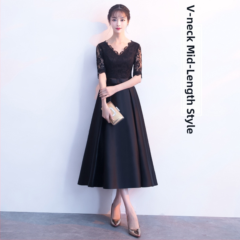 Vakara kleita, A līnijas siluets, augsta josta, 3/4 piedurknes, gara garums, poliestera audums