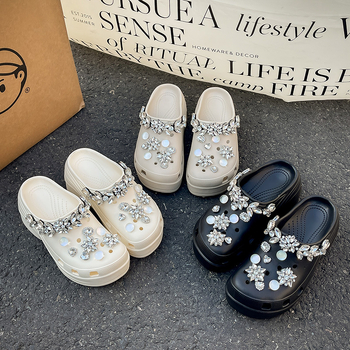 Női lyukacsos cipő, EVA felsőrész és talp, 6 cm vastag talp, magasságot növelő sarok, nyár 2025