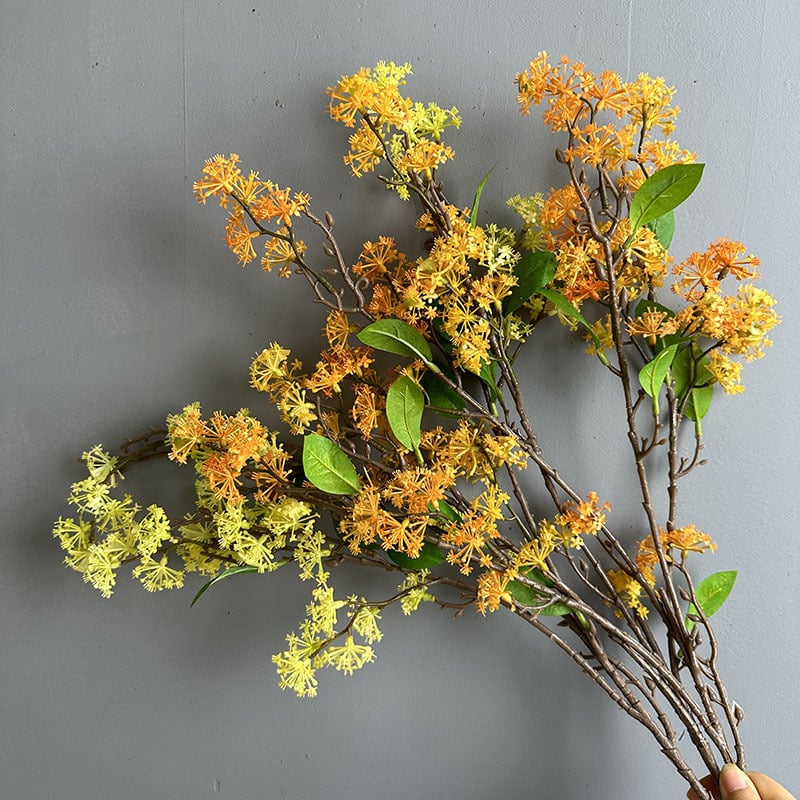 Изкуствен клон Османтус, пластмасов, инжекционно формован, вид Османтус, за сватби, външни пространства и фотодекор