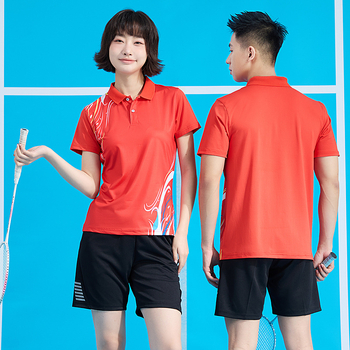 Badmintona apģērbu komplekts vīriešiem un sievietēm, ātri žūstošs un elpojošs, ar atloku apkakli, galda tenisa un volejbola treniņu tērps, sacensību komandas forma, polo krekls