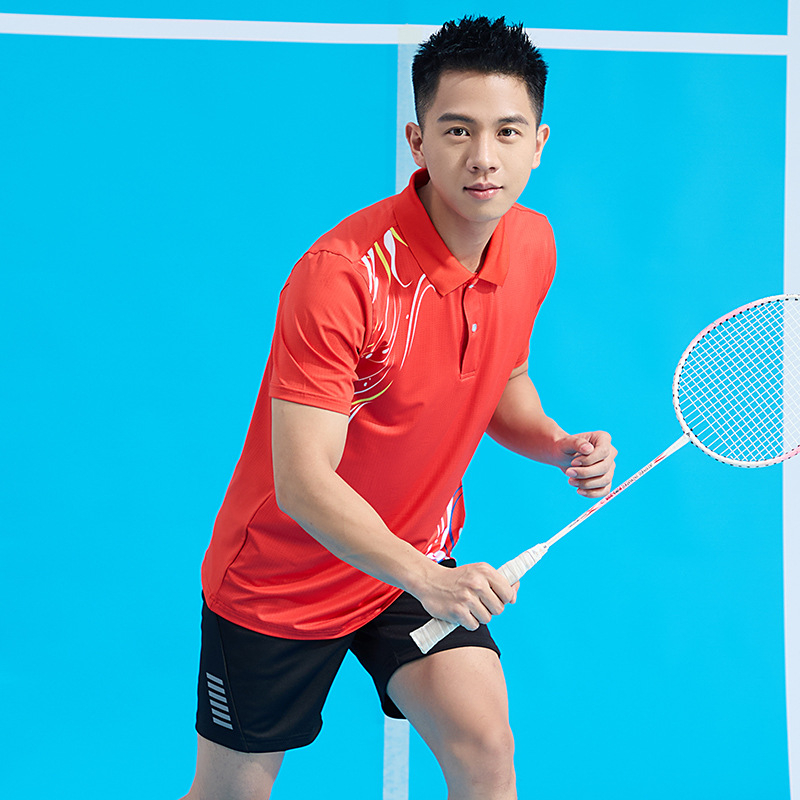 Badmintono aprangos komplektas vyrams ir moterims, greitai džiūstantis ir kvėpuojantis, su apykakle ant apykaklės, stalo teniso ir tinklinio treniruočių apranga, varžybų komandos uniforma, polo marškinėliai