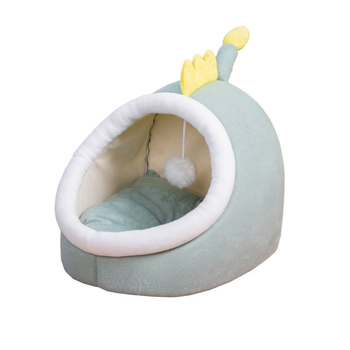 Cuib pentru pisici – formă de ou, design de dinozaur, din material textil, pentru toate sezoanele