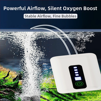 Kompakti USB deguonies siurblys akvariumui – įkraunama ličio baterija, nešiojamas, dvigubo naudojimo žvejybai ir lauko veiklai
