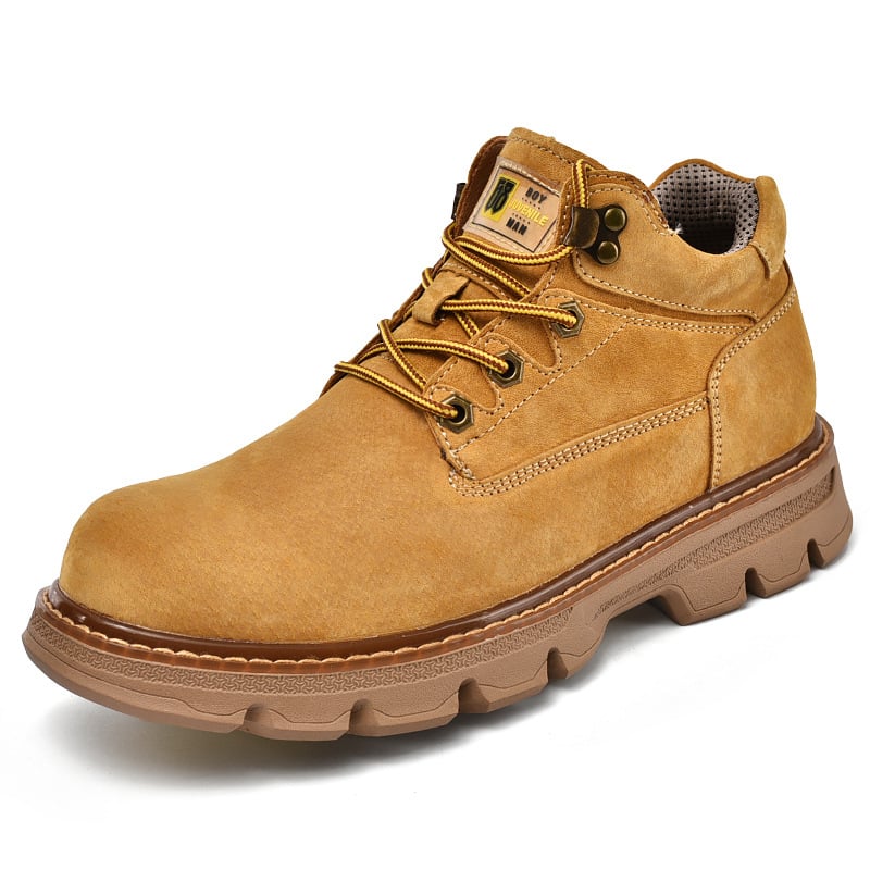 Мъжки зимни ботуши от свинска кожа, горен слой, подплатени флийс, корейски стил нисък връх, плоска подметка, шевна конструкция