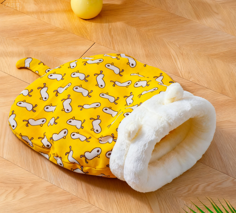 Cuib pentru pisici, căldură de iarnă, design semiînchis, material: pânză, pentru pisici