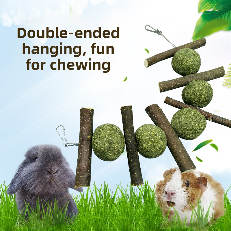 Rohi pall köiega ja õunapuu oksaga närimiseks – väikelemmikloomadele mõeldud mänguasja • Kuivtoit • 100 g • 1 pakk • Päritolu: Anhui • Bränd: Radish Valley