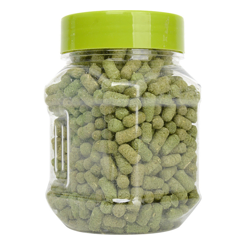 Džiovinta pašara jauniesiems triušiams ir jūrų kiaulytėms — lucernos granulės, 150 g, prekės ženklas Running around