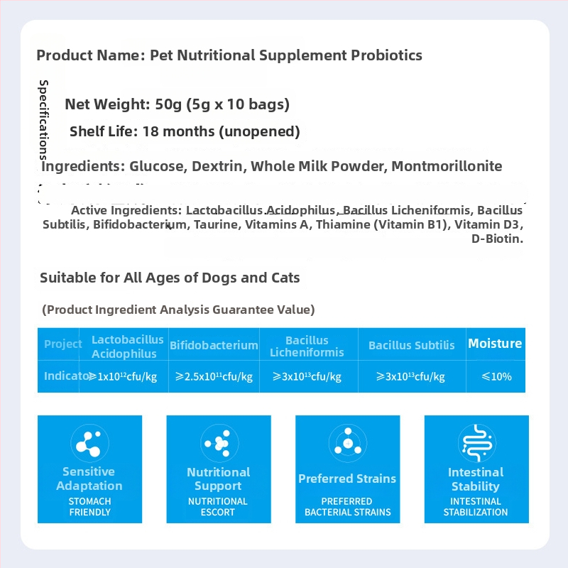 Desai bao Probiotice pentru câini și pisici — Produs pentru sănătatea animalelor de companie, Supliment nutrițional general, Ambalaj 1200 de bucăți