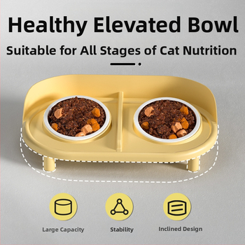 Berigi Keramická sada pre mačku s dvojitými misami na jedlo a vodu, proti prevráteniu