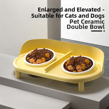 Berigi Keramická sada pre mačku s dvojitými misami na jedlo a vodu, proti prevráteniu
