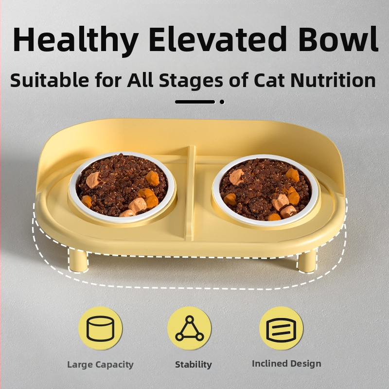 Berigi Keramická sada pre mačku s dvojitými misami na jedlo a vodu, proti prevráteniu