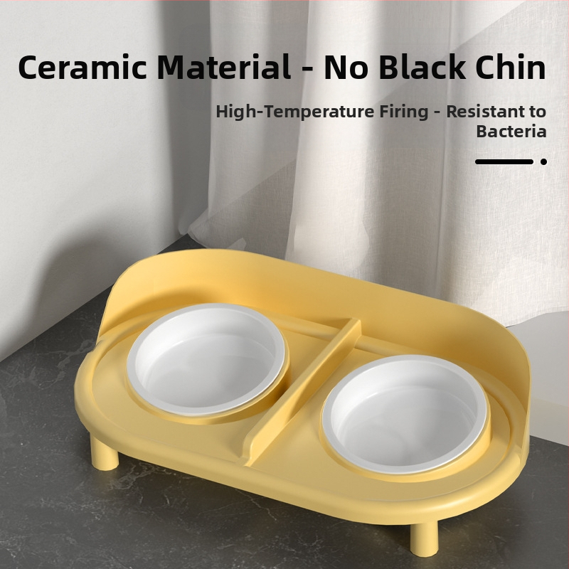 Berigi Keramická sada pre mačku s dvojitými misami na jedlo a vodu, proti prevráteniu