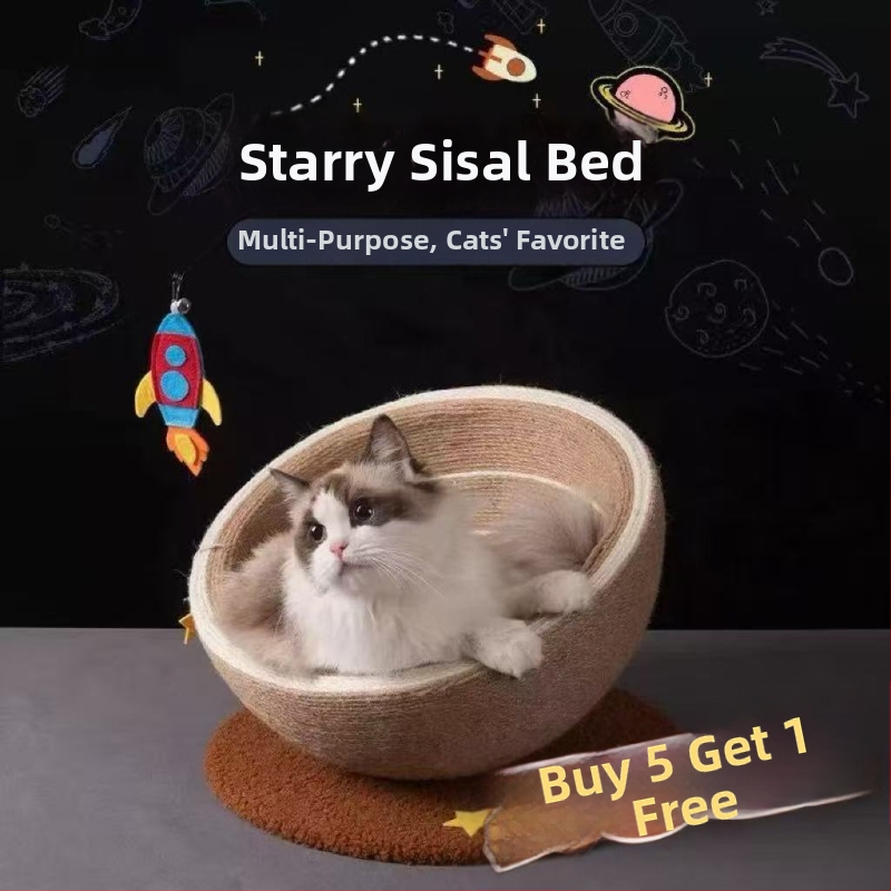 Mačacie hniezdo zo sisalu s doskou na škrabanie — jednovrstvové prevedenie pre mačky