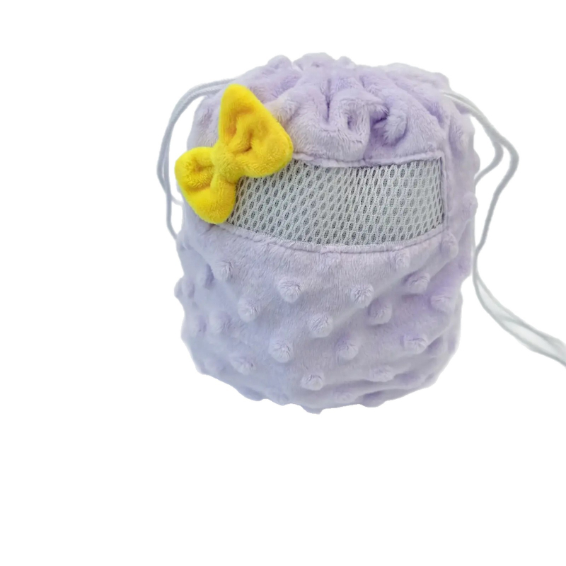 Sac pentru hamster cu plasă respirabilă și șnur, cu funda, portabil, pentru utilizare în interior și exterior (Material: fleece; Formă: ovală; Funcție: Portabil, Ventilat; Potrivit pentru: hamster; Scenarii: interior și exterior)