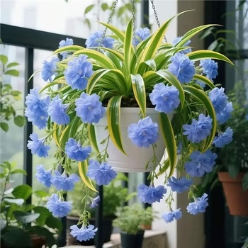 Хлорофитум в саксия – растение за вътрешно и външно ползване, цъфти през всички сезони и пречиства въздуха