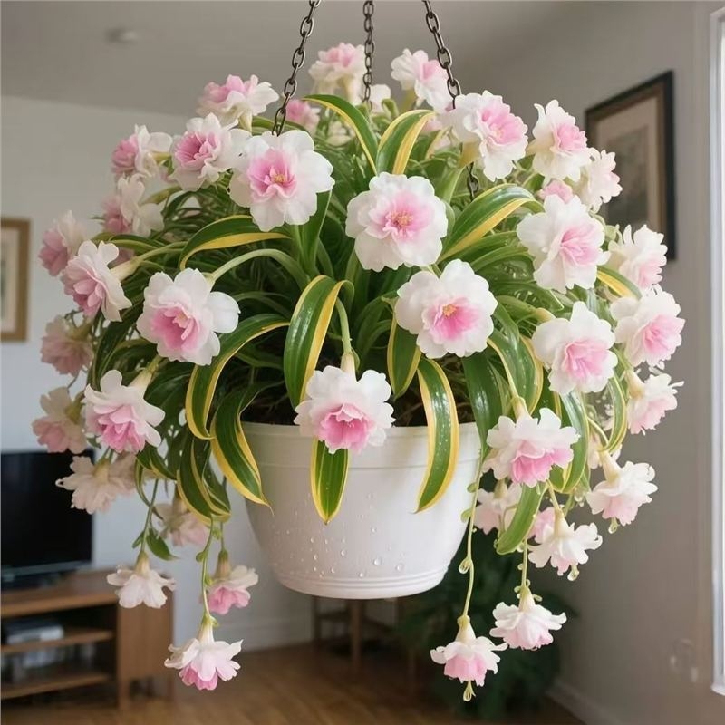 Хлорофитум в саксия – растение за вътрешно и външно ползване, цъфти през всички сезони и пречиства въздуха