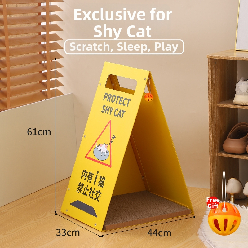 MAIZAI Puidust kassipesa – Tänavamärgi kujuline pesa kassidele