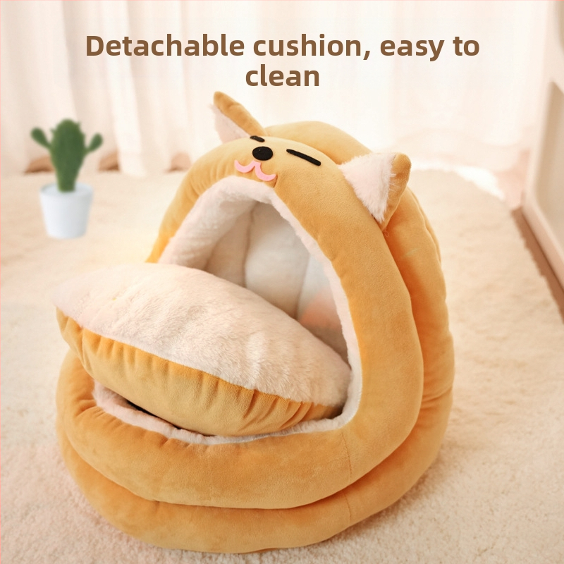 Poluzatvorená mačacia búdka z PP bavlny, všetky ročné obdobia, odnímateľná a prateľná