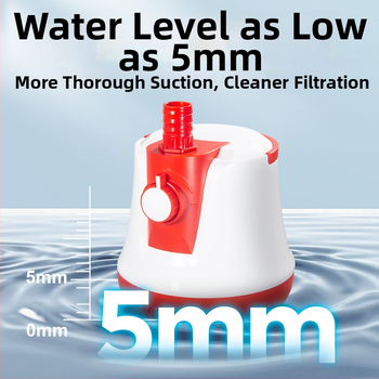 Потопяема помпа с долно засмукване, регулируем поток — за водно изпомпване, циркулация и засмукване на отпадъци, филтрация и почистване на аквариум
