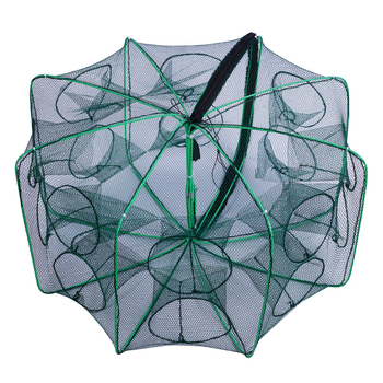 Сгъваема чадърна кошница за скариди – нейлонова мрежа за улов на скариди, раци и омари