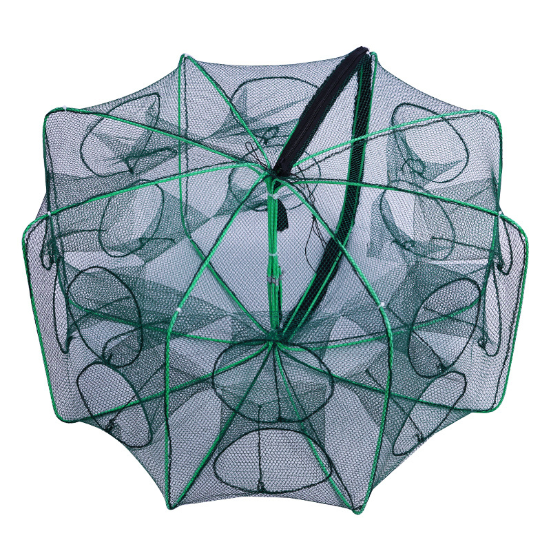 Сгъваема чадърна кошница за скариди – нейлонова мрежа за улов на скариди, раци и омари