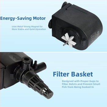 Plastinis potopinis siurblys akvariumui, filtracijai ir deguonies tiekimui