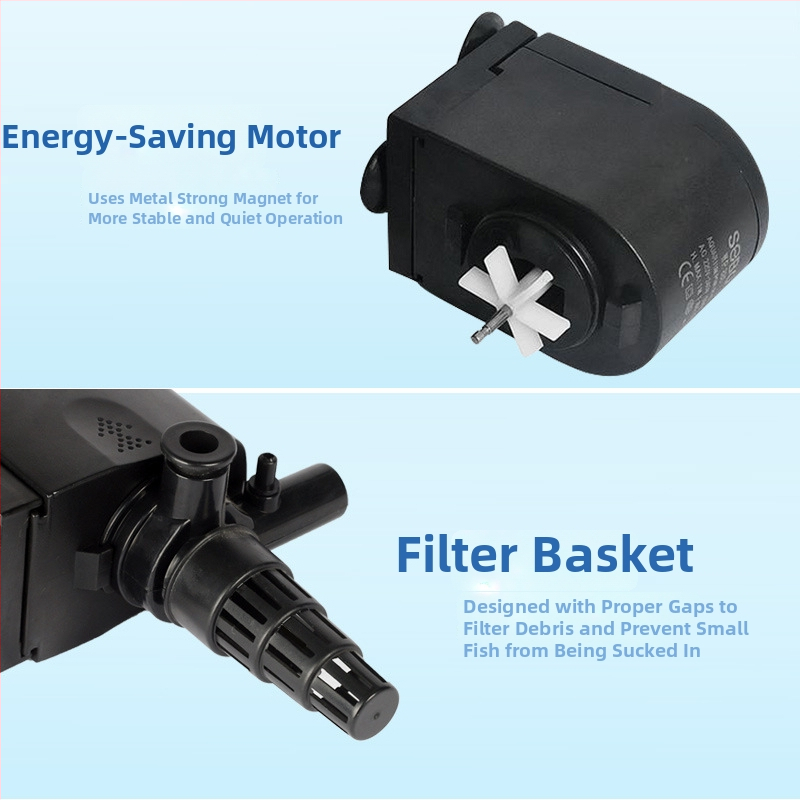 Plastist kolm ühes sukelpump akvaariumi jaoks, filtratsioon ja hapnikustamine