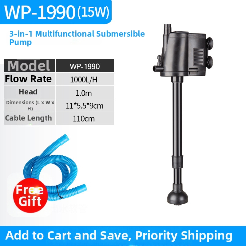 Plastinis potopinis siurblys akvariumui, filtracijai ir deguonies tiekimui