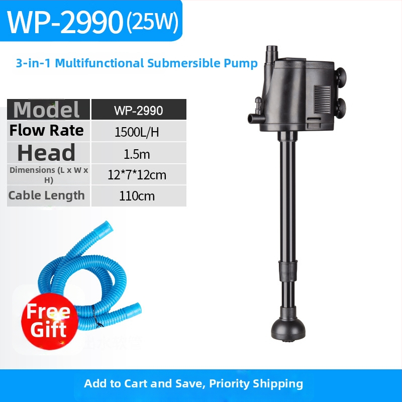 Plastinis potopinis siurblys akvariumui, filtracijai ir deguonies tiekimui