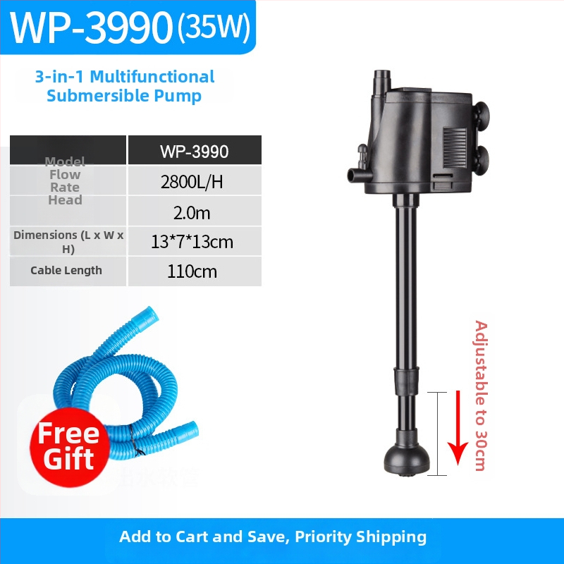 Plastinis potopinis siurblys akvariumui, filtracijai ir deguonies tiekimui