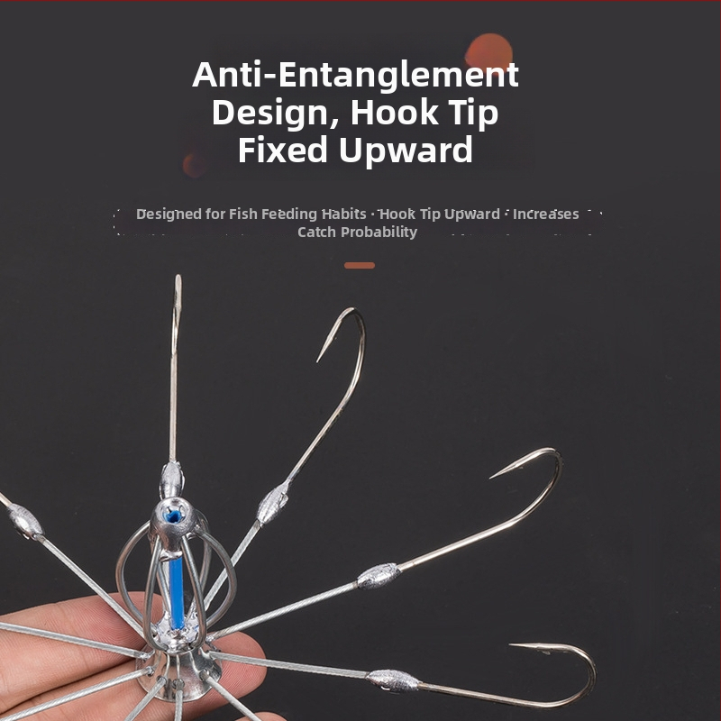 Дискова кука с осем нокти за раци и котва, оловна, Huizhu