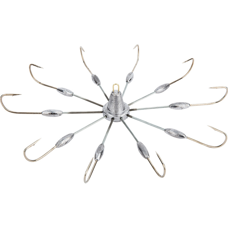 Дискова кука с осем нокти за раци и котва, оловна, Huizhu