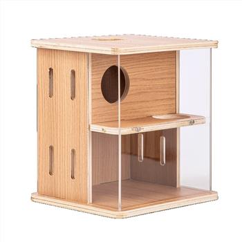 Drveno gnijezdo za hrčka s dvostrukim prozirnim akrilnim kućištem i bazenom za kopanje (Podrijetlo: Linyi, Shandong)