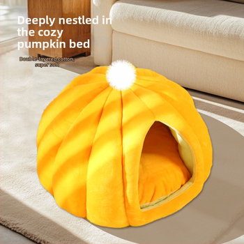 Kõrvitsakujuline kasside pesa – talvine soe, osaliselt suletud, hingav PP puuvillast materjaliga