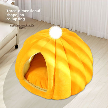 Kõrvitsakujuline kasside pesa – talvine soe, osaliselt suletud, hingav PP puuvillast materjaliga