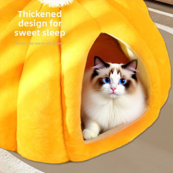 Kõrvitsakujuline kasside pesa – talvine soe, osaliselt suletud, hingav PP puuvillast materjaliga