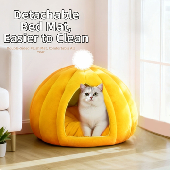 Kõrvitsakujuline kasside pesa – talvine soe, osaliselt suletud, hingav PP puuvillast materjaliga