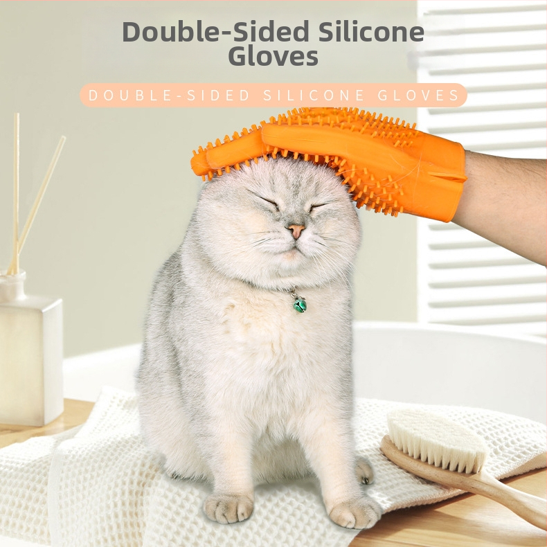 Silikoonist topeltpoolne lemmikloomade vannirätik – puhastamine, karvade eemaldamine ja massaaž; Midali, pakk 100 tk