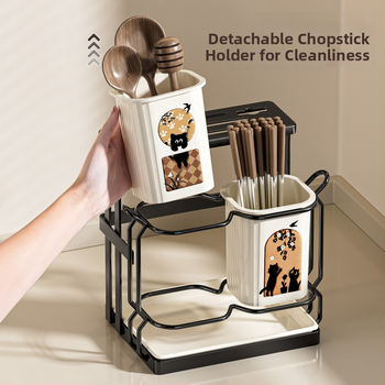 ABS medžiagos virtuvės įrankių laikiklis su drenažo dėže, modelis ACF1490, saugojimas ir drenažas, kilmė Kinija