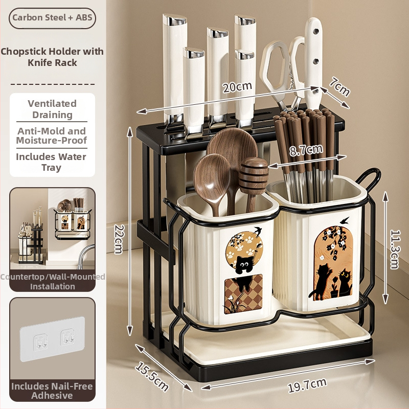 ABS medžiagos virtuvės įrankių laikiklis su drenažo dėže, modelis ACF1490, saugojimas ir drenažas, kilmė Kinija