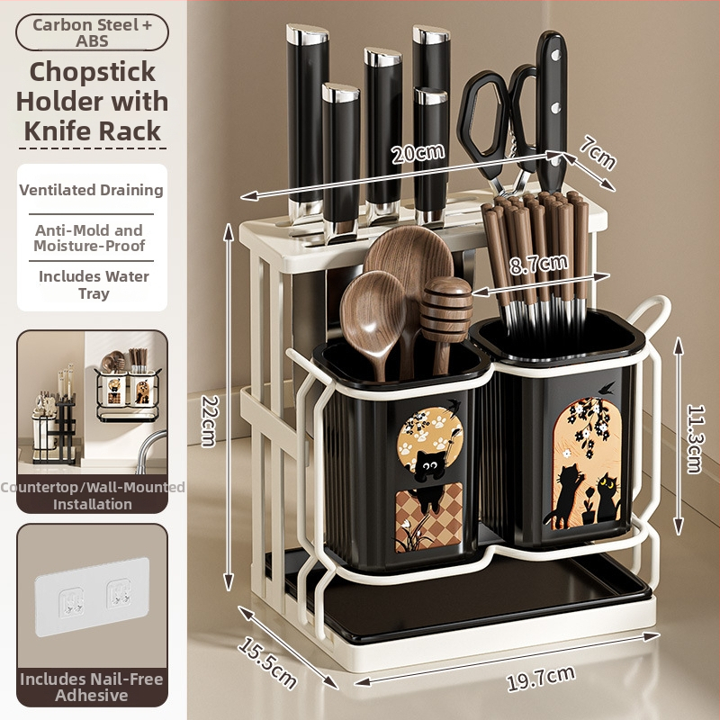 ABS medžiagos virtuvės įrankių laikiklis su drenažo dėže, modelis ACF1490, saugojimas ir drenažas, kilmė Kinija