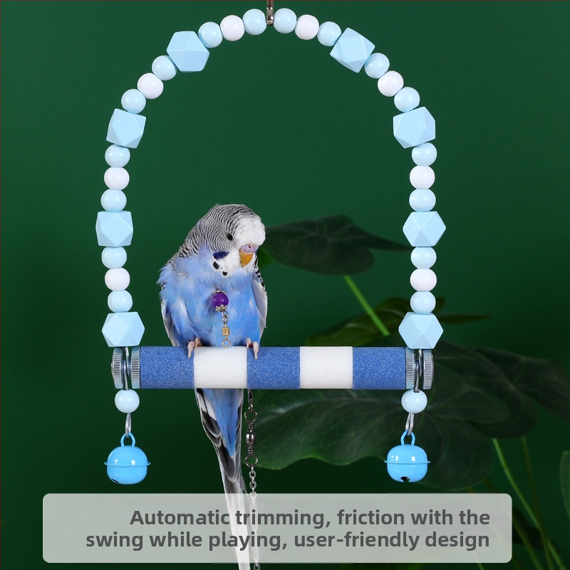 Papagaiļu rotaļlietu un piederumu komplekts – īpašs šūpojošais gredzens putniem, naglu slīpēšanas nūjiņa, tīģera raksts, būra kāpnes, košanas rotaļlieta (Izcelsme: Shandong; Vecums: Pieaugušais; Svars: 10; Kategorija: Mājas dzīvnieki)