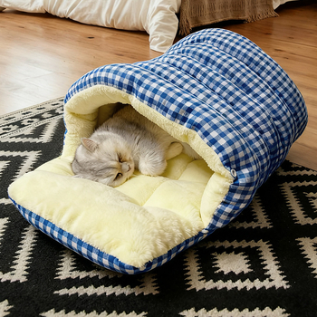 Lemmikloomade pesa - suletud kassipesa kõigi aastaaegade jaoks, talvise soojus, PP materjal, eemaldatav ja pestav