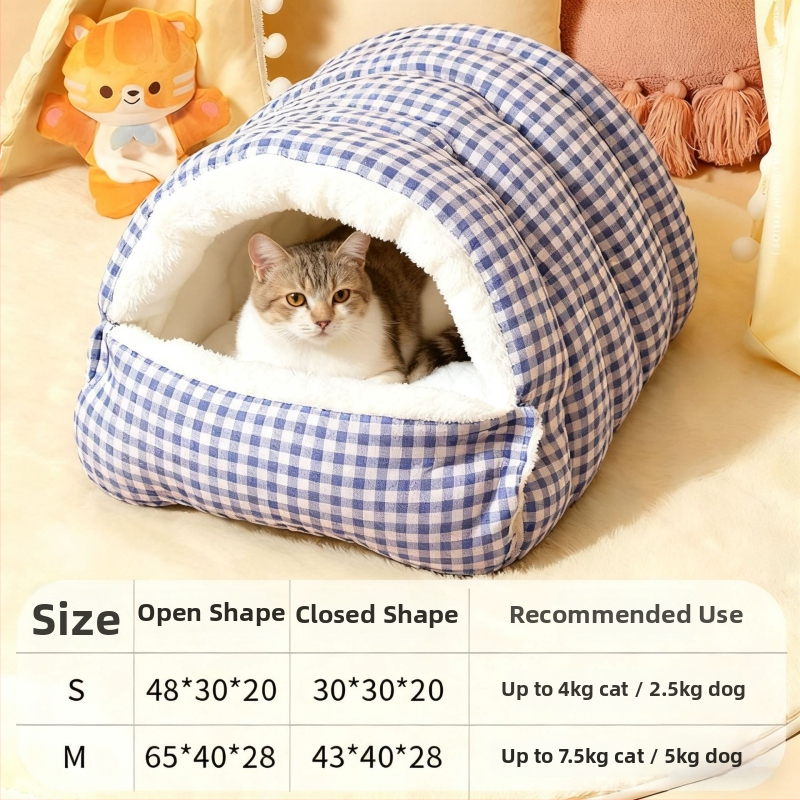 Lemmikloomade pesa - suletud kassipesa kõigi aastaaegade jaoks, talvise soojus, PP materjal, eemaldatav ja pestav