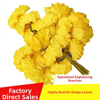 Gryn kunstlik ginkgo oks koos siidililledega – injektsioonvormimine, väliseks dekoratsiooniks ja fotograafia rekviziitideks