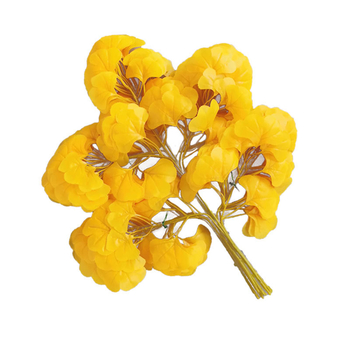 Gryn kunstlik ginkgo oks koos siidililledega – injektsioonvormimine, väliseks dekoratsiooniks ja fotograafia rekviziitideks