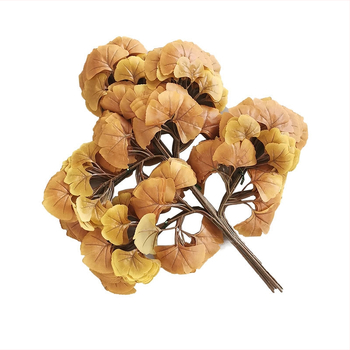 Gryn kunstlik ginkgo oks koos siidililledega – injektsioonvormimine, väliseks dekoratsiooniks ja fotograafia rekviziitideks