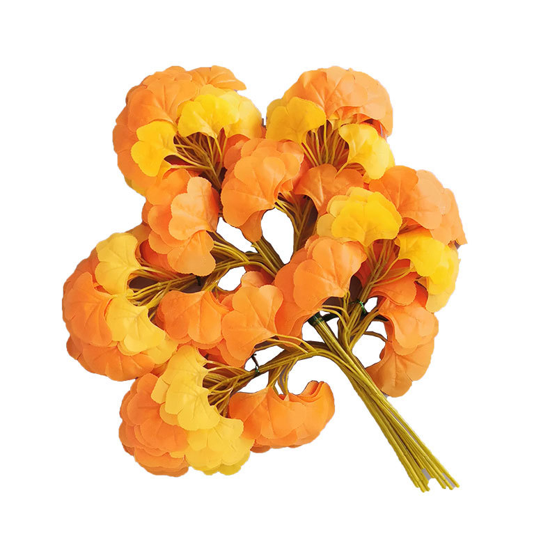 Gryn kunstlik ginkgo oks koos siidililledega – injektsioonvormimine, väliseks dekoratsiooniks ja fotograafia rekviziitideks